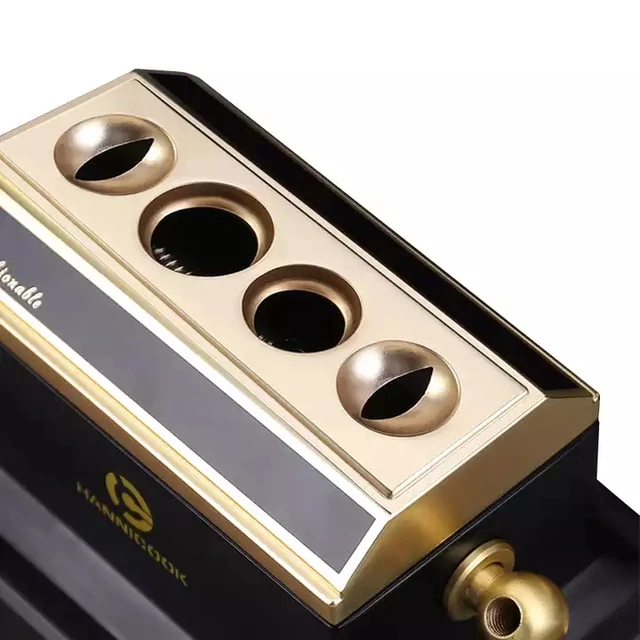 Cigar Scissors Black Gold V-shaped Cigar Cutter Stainless Steel Desktop Four-hole Cigar Cutter V-shaped Cigar Cutter Smoking Set - Image 3