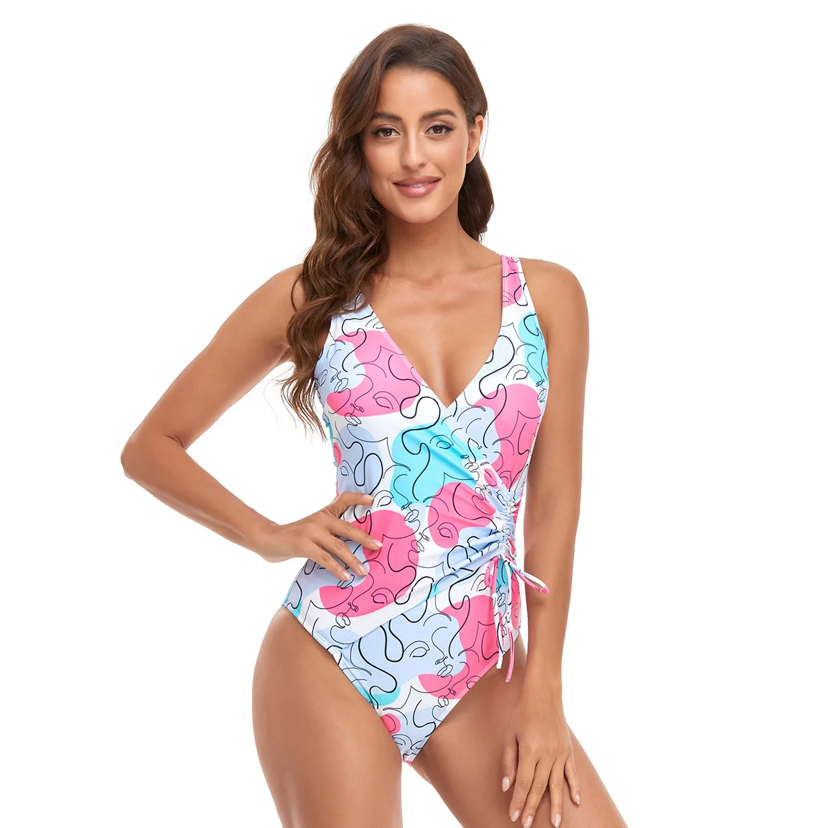 Sexy Print One Piece 2022 Swimsuit Closed Large Size Swimwear Push Up Women Flower Vintage Body Swim Beach Pool Bathing Suit#f