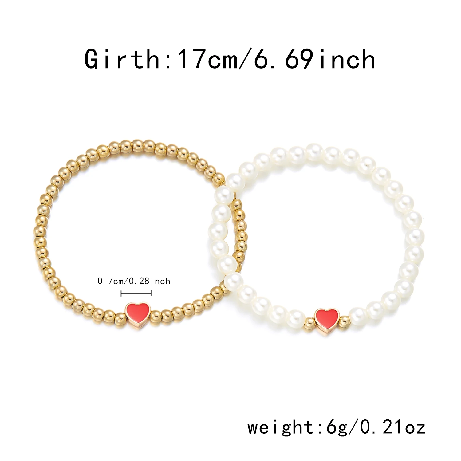 Doppelschichtige bunte Herz-Perlen-Armbänder für Frauen, elegante Imitationsperle, handgefertigte Armbänder, modischer Freundschaftsschmuck – Detail 3