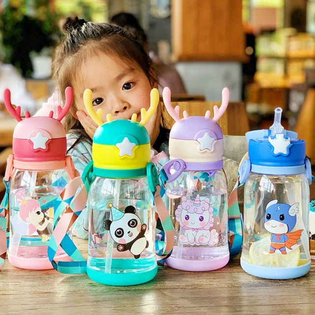 Boy Girl Children Baby Water Bottle For Kids School Outdoor Travel Cute  Cartoon Fashion Shoulder Strap Lovely Deer Fawn Bottl - Water Bottles -  AliExpress