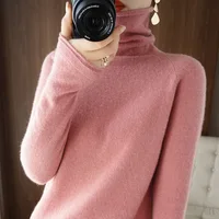 Women Sweater Winter Cashmere Turtleneck Warm Knitwear Korean Casual Solid Bottoming Shirt Fashion Knit Pullovers Brown Sweater - Image 4
