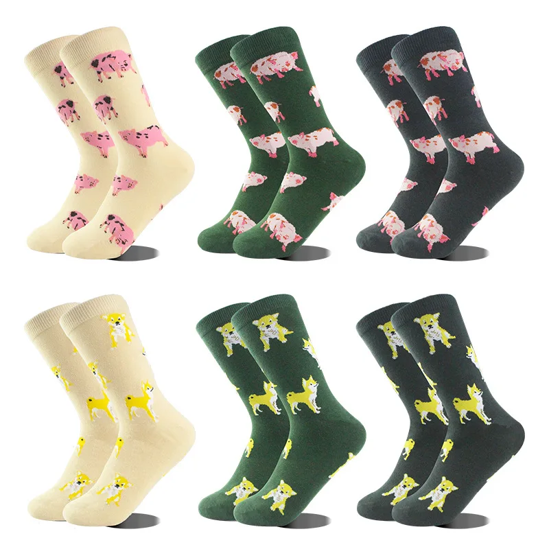 

Colorful Men's Socks Cotton Cute Pattern Fashion Streetwear Novelty Cartoon Animal Dog Mouse Bee Cow Unicorn Man Women Socks