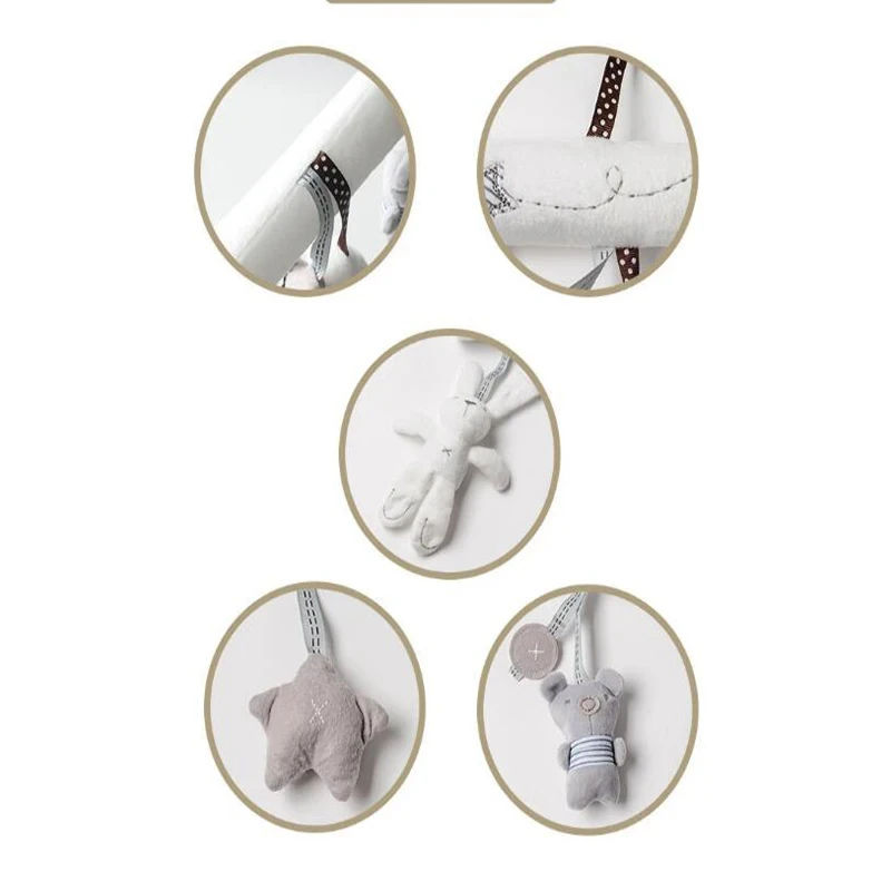 2024 New Hanging Bed Rabbit Baby Hand Bell Safety Seat Plush Toy Multifunctional Plush Toy Stroller Mobile Gifts 3