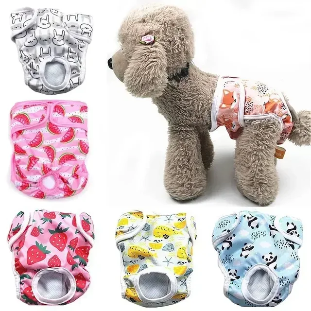 Couches lavables pour chien, pantalons physiologiques, imprimé de dessin animé mignon, sous-vêtements pour chien féminin, culotte hygiénique pour chien, pañales para perros 1