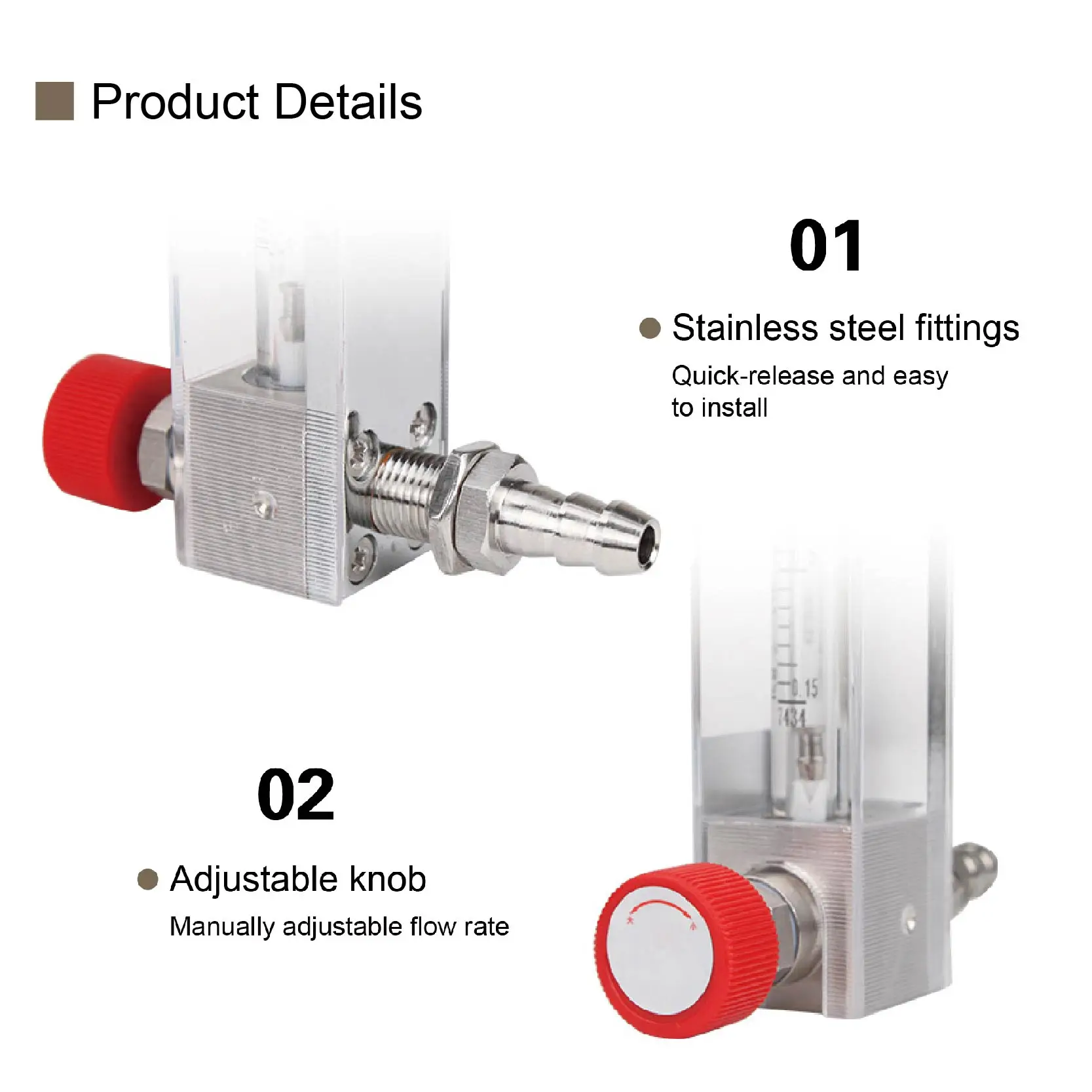 LZB-4WB Glass Tube Rotameter Flow Meter Variable Area Flow Meter for Air Water Oxygen Nitrogen Gas Liquid