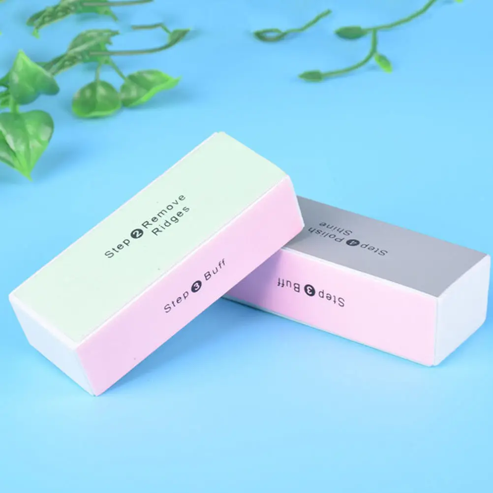 10Pcs 이중 기능 네일 폴리싱 블록 네일 아트워크용 4면 버퍼 파일 목재 DIY 폴리싱 스폰지 전문가급