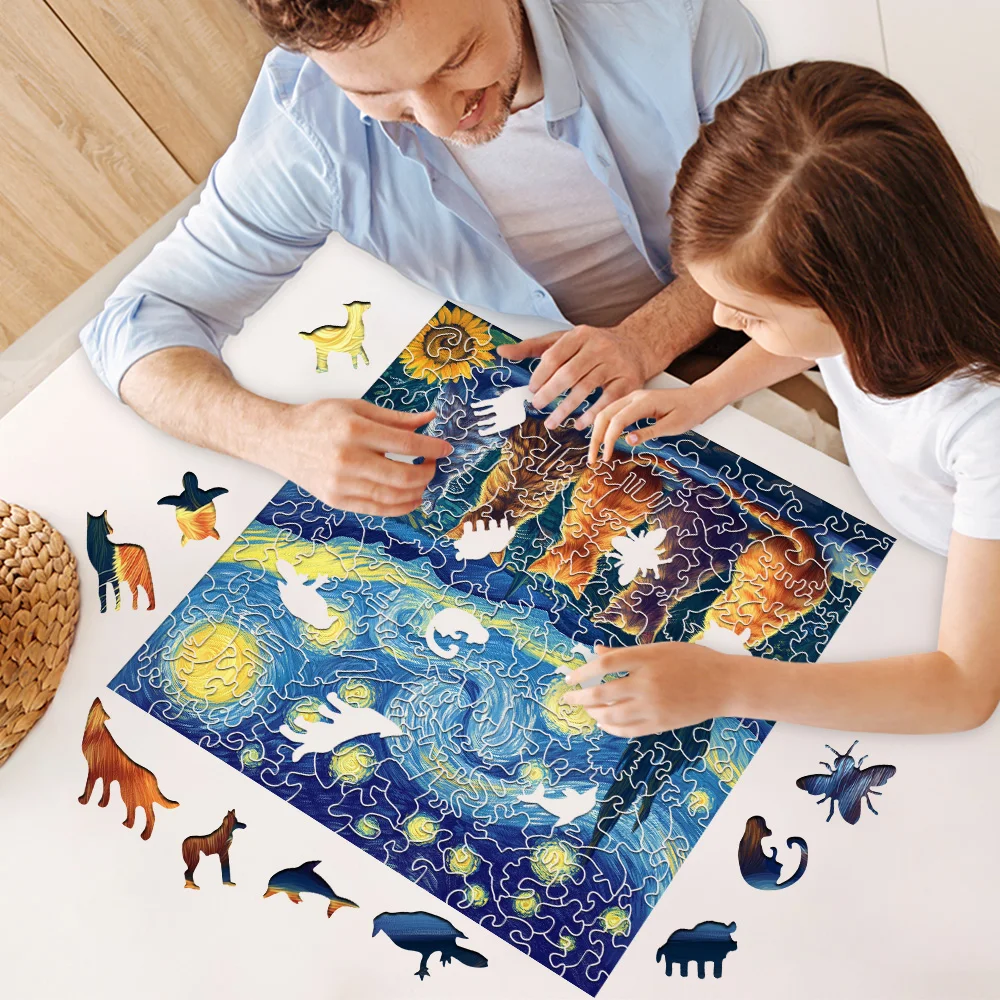 Wooden Jigsaw Puzzles A Starry Sky Cat Wooden Puzzle For Adults