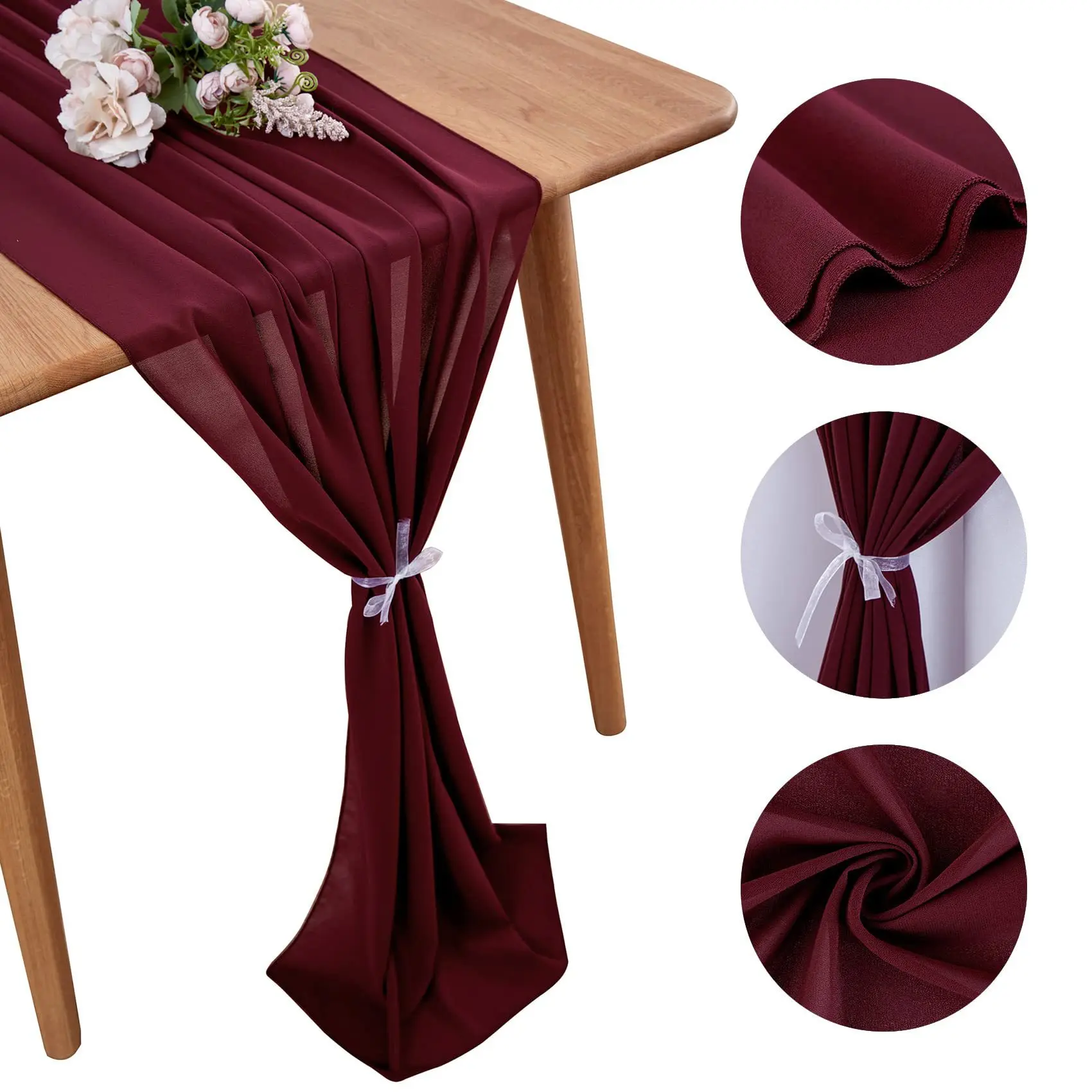 LuxeLouise | Runner Da Tavola In Garza 305 Cm - Confezione Da 2 (verde Salvia)