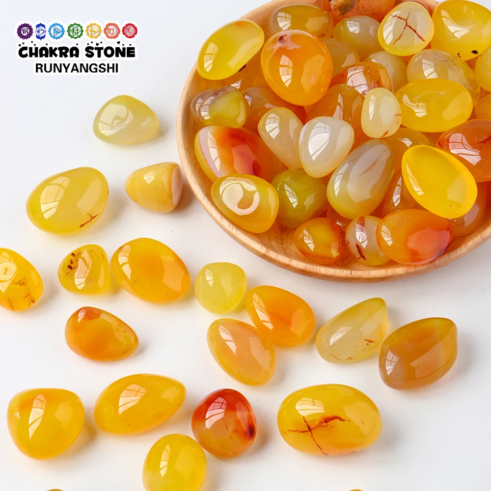 50g/bag Natural Polished Yellow Agate Tumble Stone Healing Pocket Crystal Gravels FishTank Decor Mineral Garden Ornament