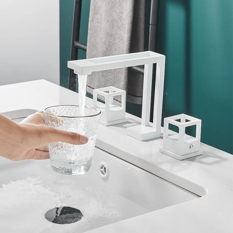 BAKALA Crystal Handles Basin Sink Faucet Hot Cold Mixer Deck Mounted Mixer Crane Bathroom Tub Faucet Three Holes 4