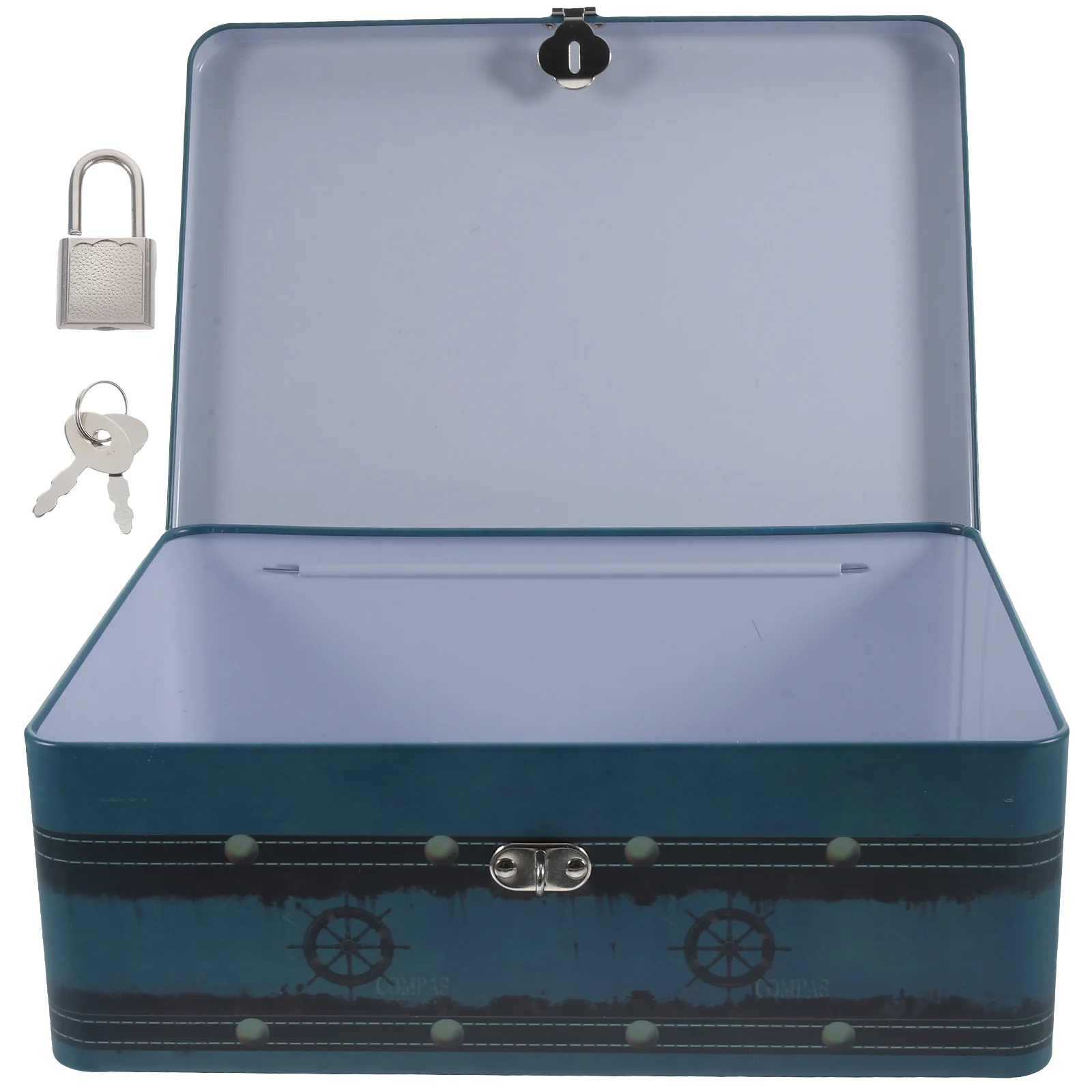 

Jewelry Boxes Storage Case Tin with Lock Tinplate Container Desk Organizer Desktop
