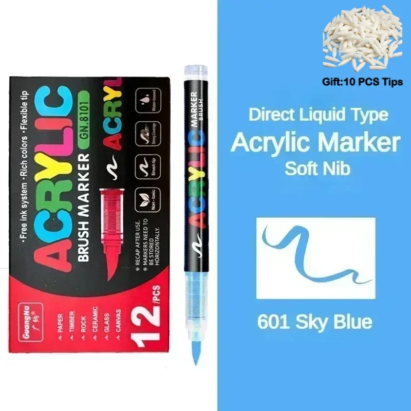 GUANGNA 360-12色 GuangNaセット アクリル絵の具マーカー ブラシチップ