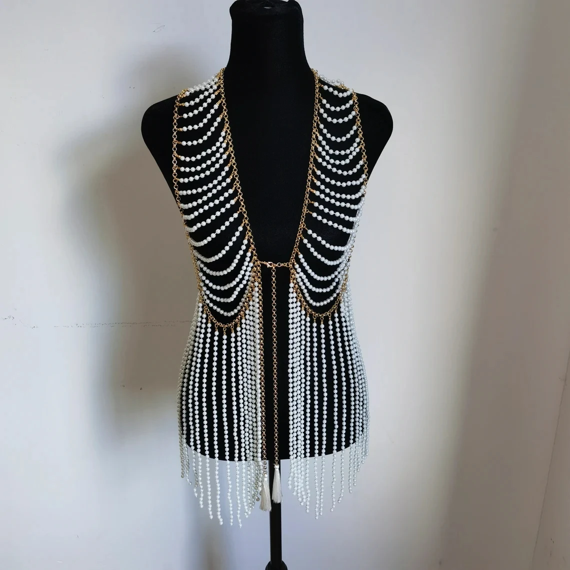 

Women Pearl Shawl Necklaces Bra Chain | Wedding Dress Jewelry Accessories