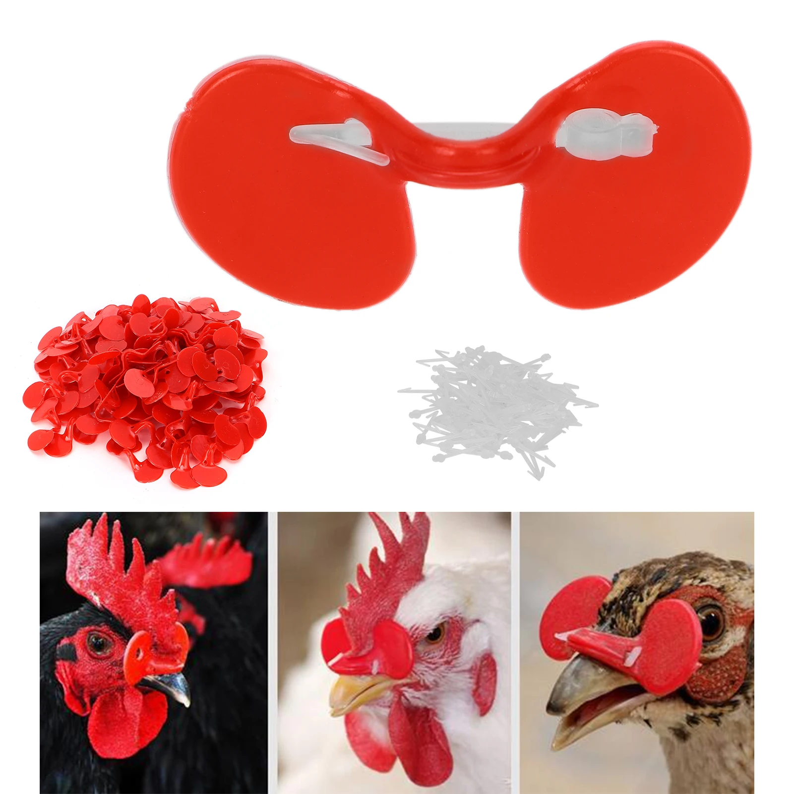 100pcs Chicken Peeper AntiPecking Chicken Goggle With Eye Emboli For Small Chicken(Double Beam )