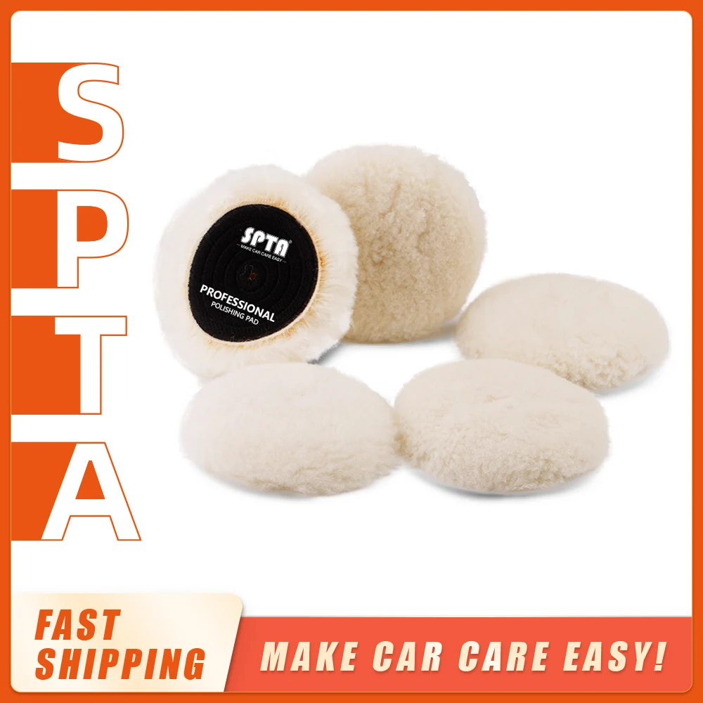 (Bulk 2Pcs & 5Pcs) SPTA 1"/2"/3"/5"/6"/7&ldquo; Heavy Cut Wool Polishing Pad High Density Lambs For DA / Ro Car Polisher wool polishing head wool polishing pad car polish pad car polishing pad