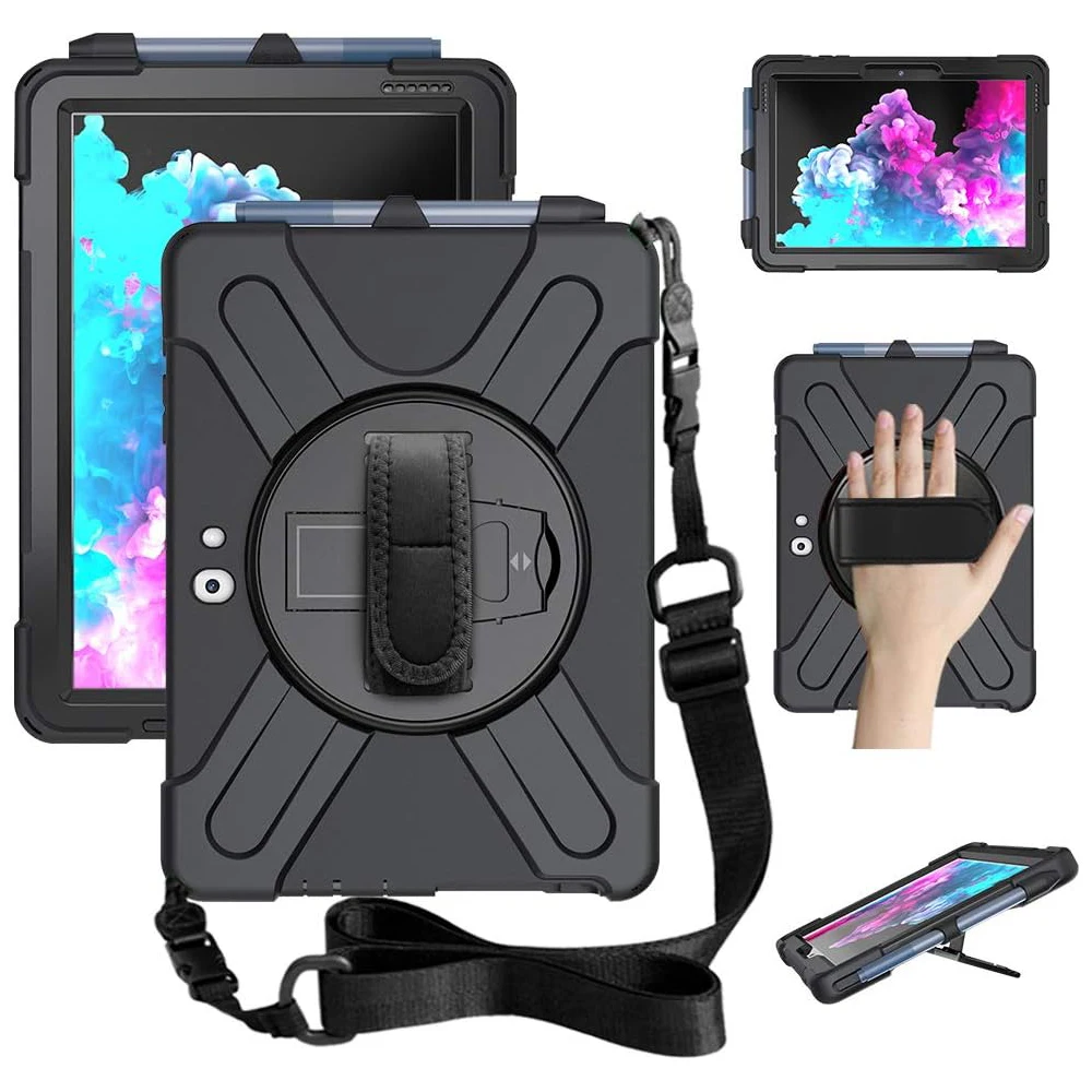 Cinturino A Mano 360 Cavalletto Girevole Custodia Protettiva Robusta Per Microsoft Surface Go 3 2021/Surface Go 2 2020/ Surface Go 2018