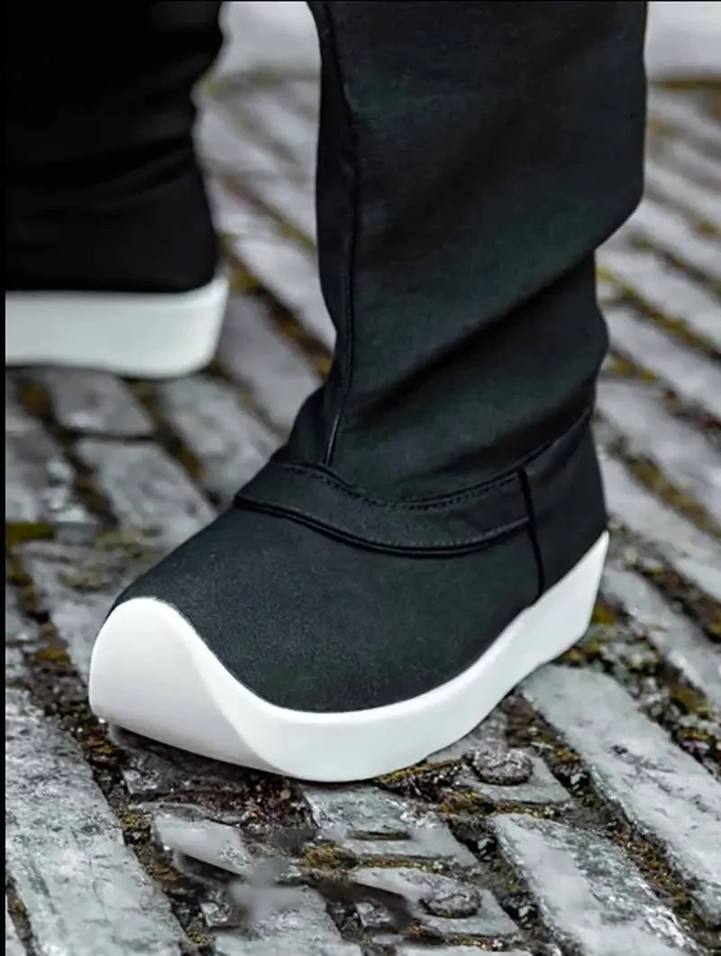 

Large Size 46 Hanfu Shoes Men&Women Chinese Ancient Canvas Cotton Long Boots Cosplay Accessories Couples Hanfu Black Soap Boots