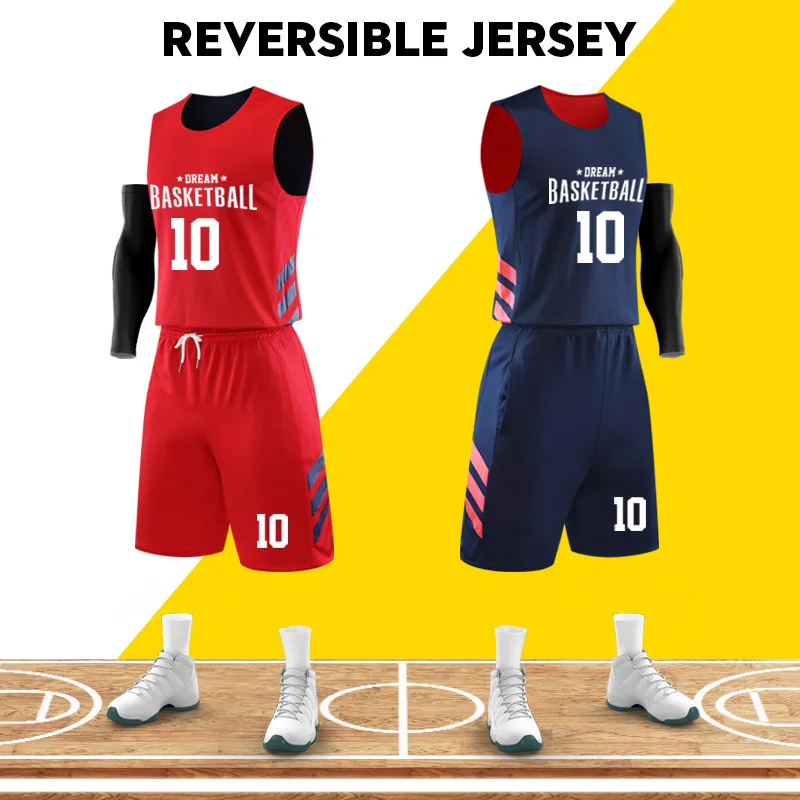 Youth Adults Reversible Basketball Jerseys Breathable Double Side Clothes Shirts For Men's basketball jerseys