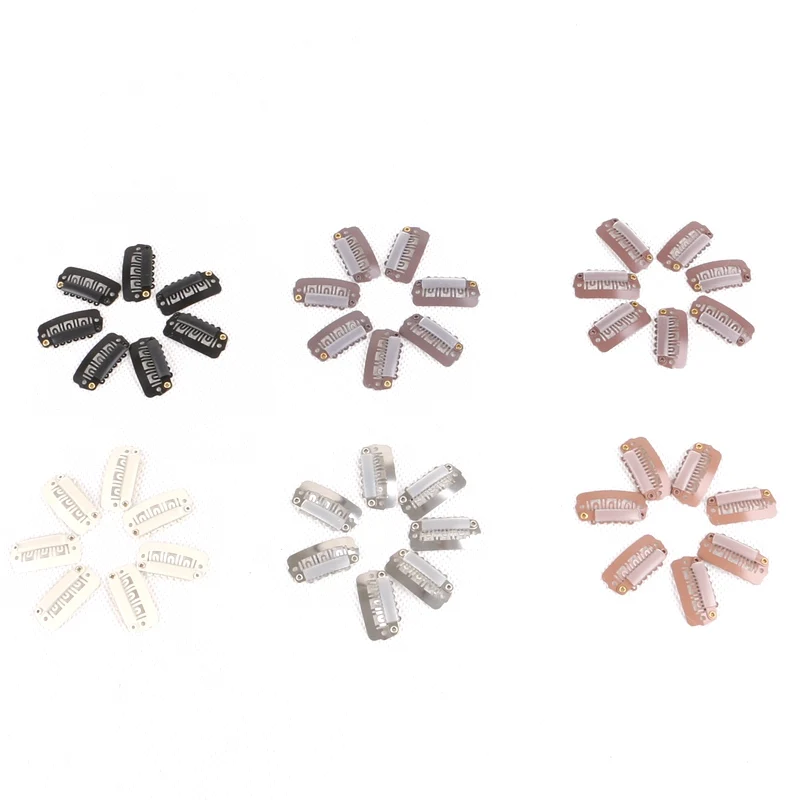 Harmony Plus Hair 100pcs 2.3cm 6 Teeth Snap Clips For Hair Extensions U Shape Wig Clips tool 6 Colors Available
