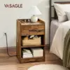 Nightstand with Charging Station, Bed Side Table with USB Ports and Outlets, Drawer 4