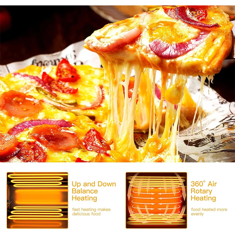 HP01P Countertop Pizza Bake Oven - Home & Commercial Toaster with Stainless Steel Pan & Removable Pizza Tray 3