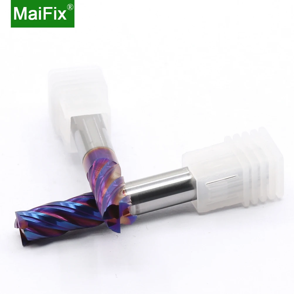 MaiFix HRC 45 55 65 2 엣지 4 플루트 스퀘어 밀링 커터, 티타늄 가공 2F45C 엔드밀, 강철용 CNC 절삭 공구