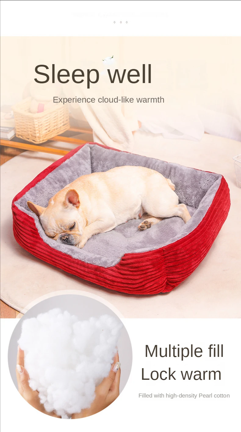 “comfy square plush pet bed for dogs and cats – available in medium to large sizes”
