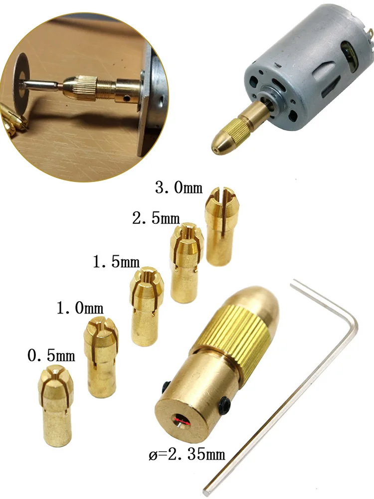 7 PCS/lot Mini Drill Brass Collet Chuck for Dremel Rotary Tool 0.5-3.2mm Brass and Nut for Dremel Electric Motor Accessories Set