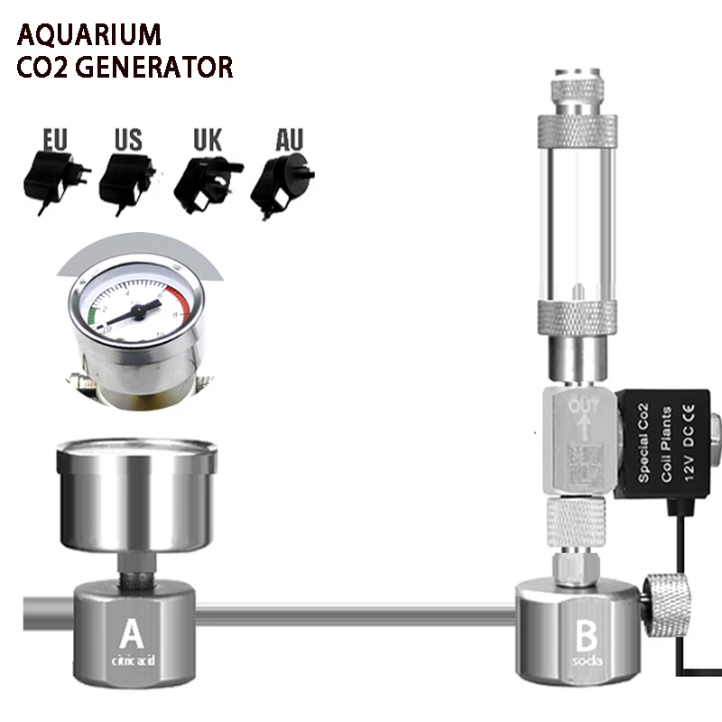 ZRDR Aquarium DIY CO2 generator system kit CO2 generator, bubble counter diffuser with solenoid valve,For / Aquatic plant growth 1