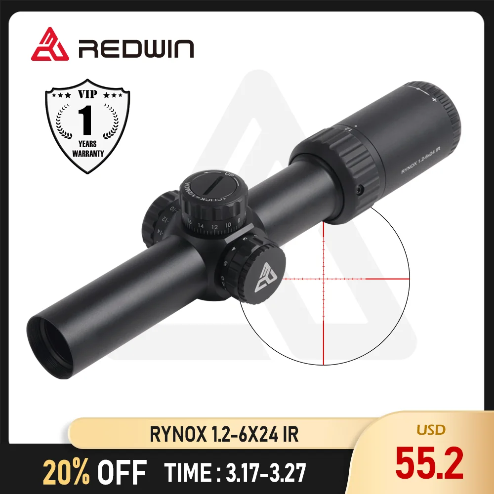

Оптический прицел для винтовки Red Win, оптический прицел 1/2-6x24 IR SFPFully с многослойным покрытием, регулируемый монотрубчатый прицел MOA