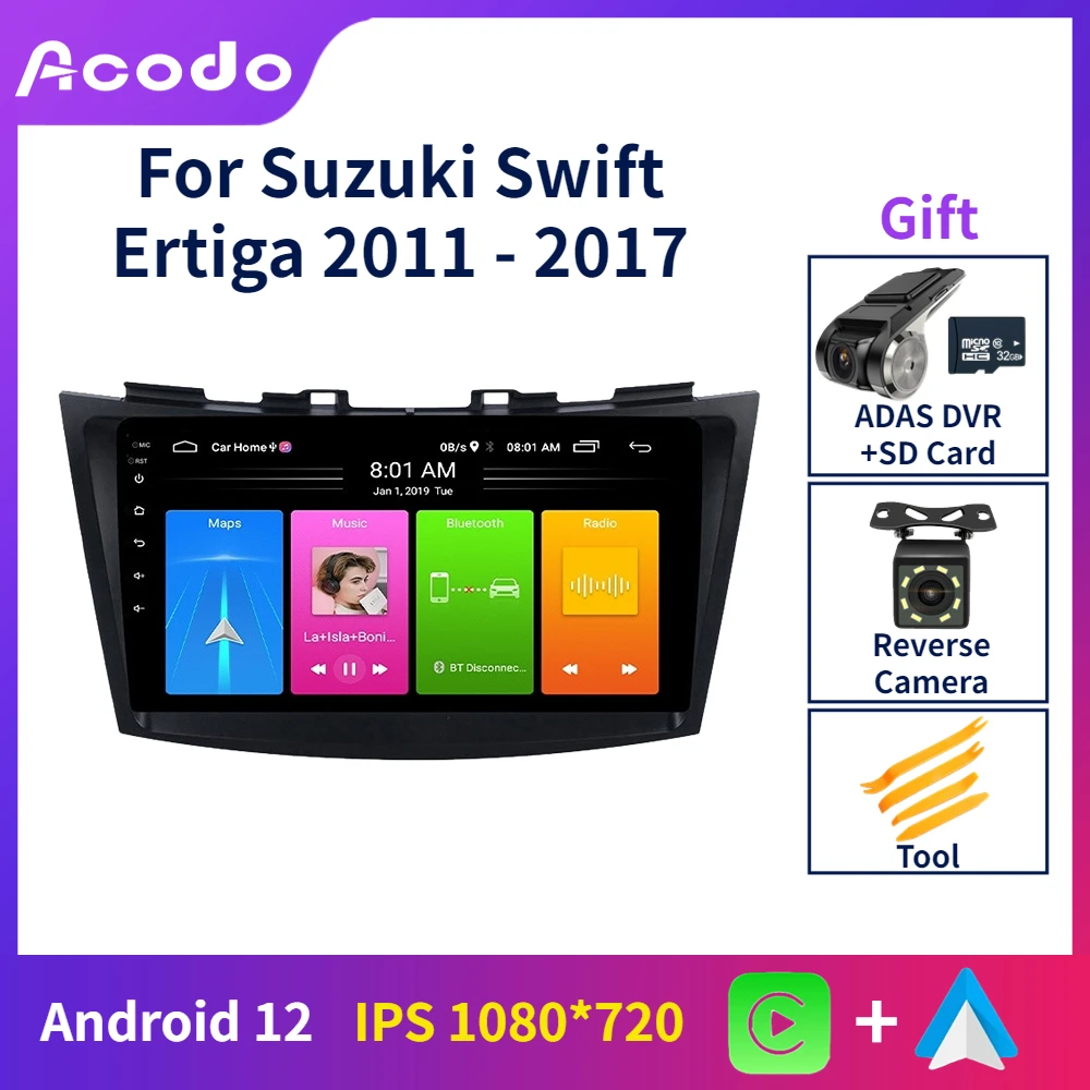 

Carplay Radio Android Player Acodo For Suzuki Swift / Ertiga 2011 - 2017 IPS Touch Screen 9 Inch FM Wifi BT Stereo GPS SWC