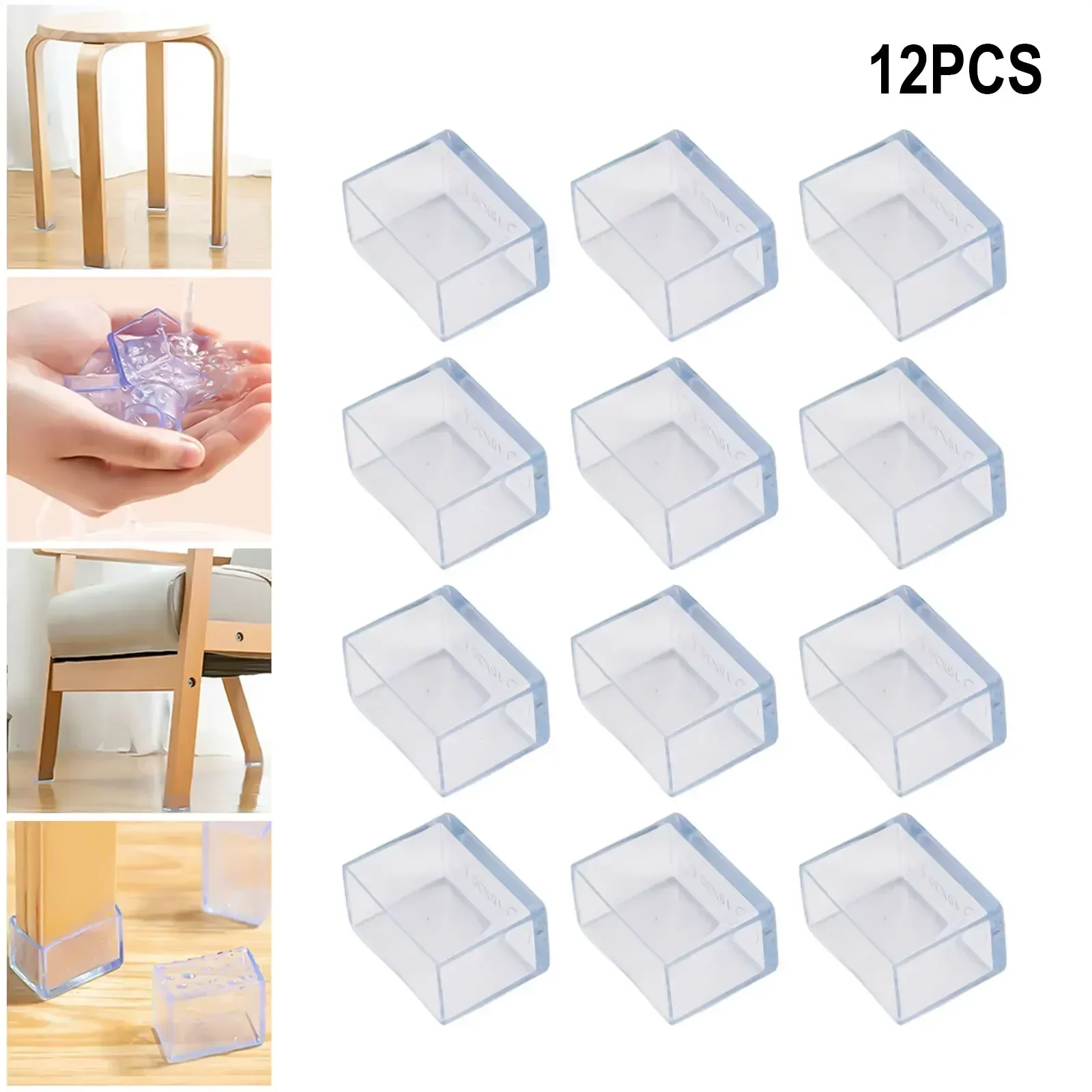 12-Pack Wear-Resistant Rectangle Chair and Table Leg Covers