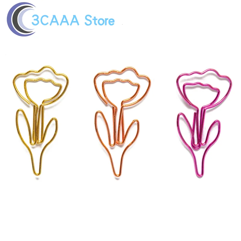 Colored Flower Shaped Paper Clip Office Stationery Metal Bookmark Holder 10PCS/Set