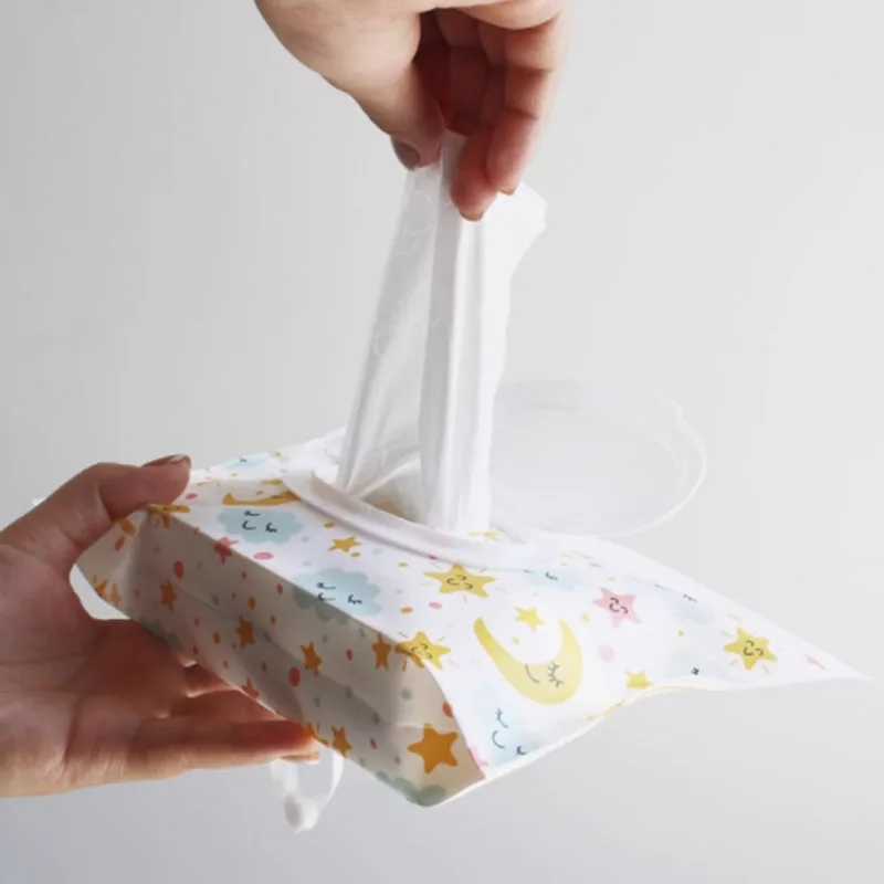 EVA Baby Wet Wipe Pouch Portable Wipes Holder Case Flip Cover Snap-Strap Reusable Refillable Cosmetic Pouch Useful Tissue Box 2