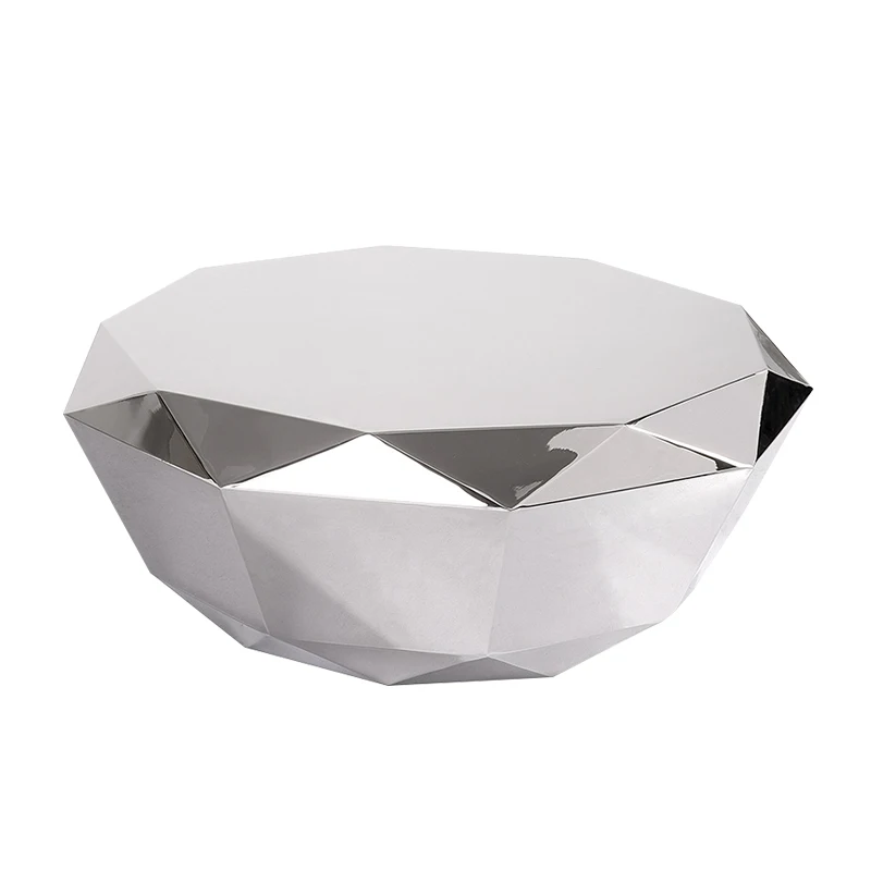 Modern Living Room Furniture Luxury Gold/silver Stainless Steel Coffee Table Mirrored Creative Diamond Shape Coffee Table Design