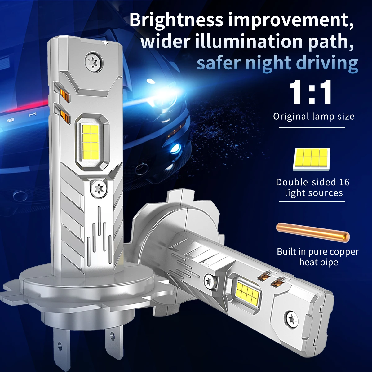 Ultra Leistungsstarke LED-Scheinwerferlampen H1 H4 H7 Universelle Auto-Scheinwerfer – Detail 6