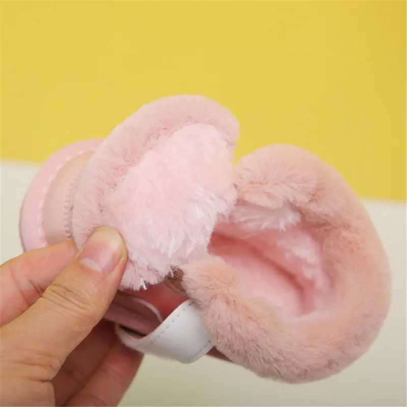 Winter Baby Snow Boots Unisex Leather Toddler Boys Girls Shoes Waterproof Warm Plush Kids Sneaker Soft Bottom Infant Shoes