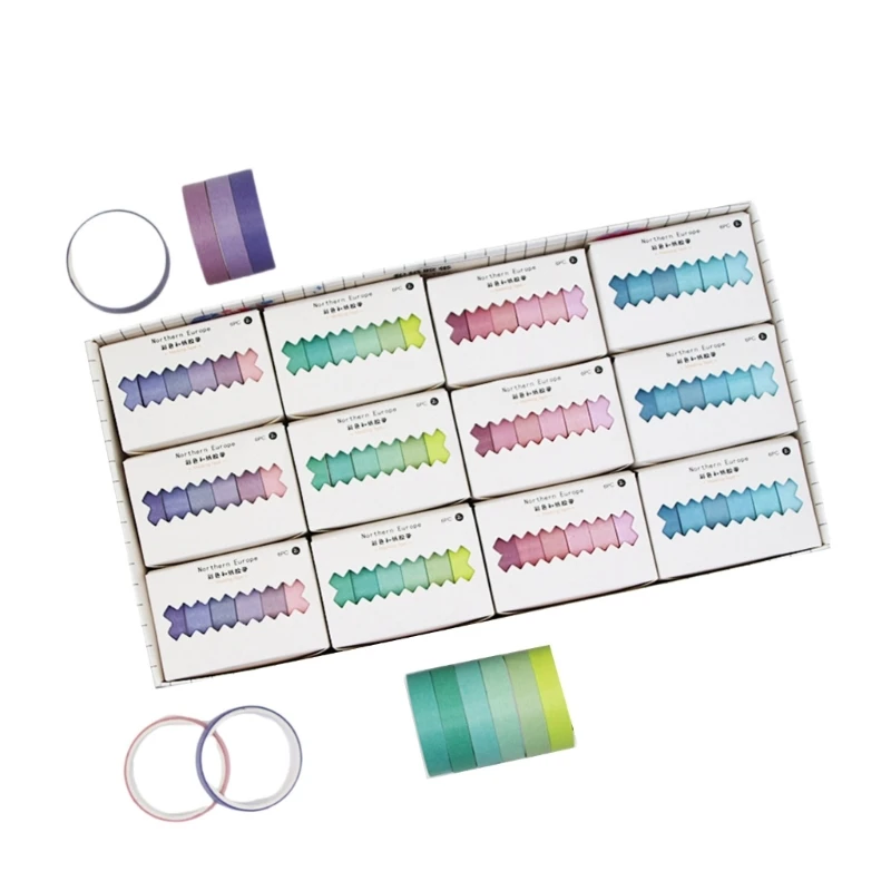 

72Pcs Rainbow Color Decorative Tape for Scrapbooking DIY Craft Album Planner Dropship