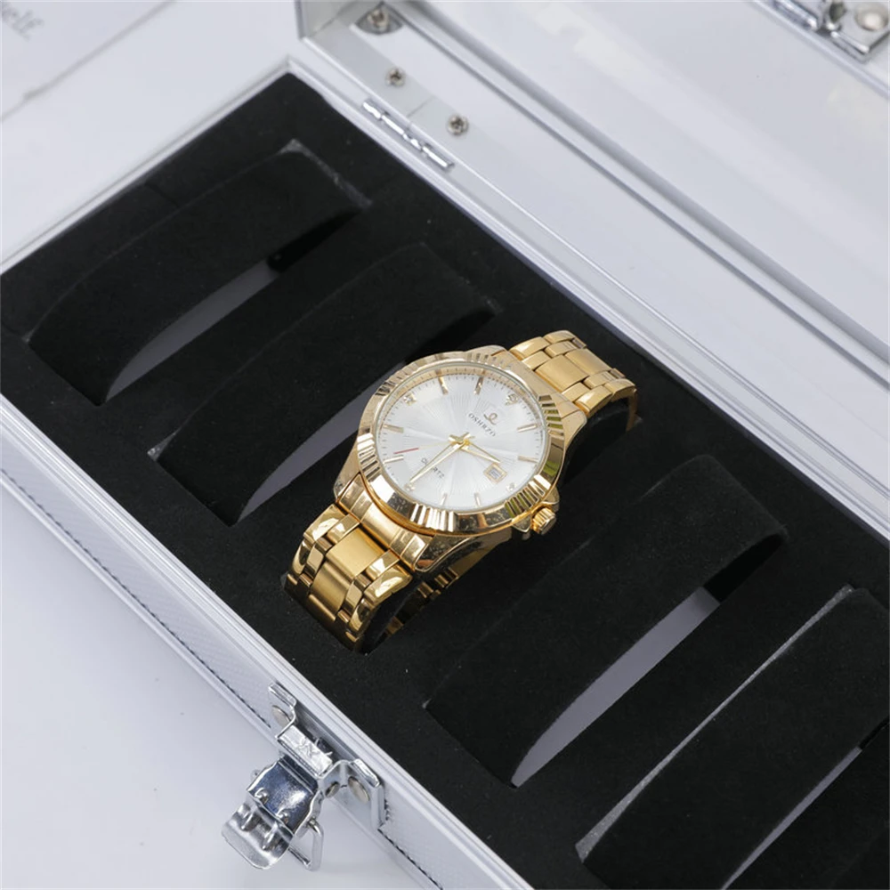 6/12/24 Grid Aluminium Watches Box Useful Jewelry Watches Display Storage Box Square Case Suede Inside Rectangle Watch Holder