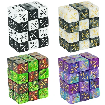 10pcs/set Six Sided Dice Set D6 Counters +1/+1 and -1/-1 Set for Math Teaching ,Kid Arithmetic Toys, Card Game Accessories 2