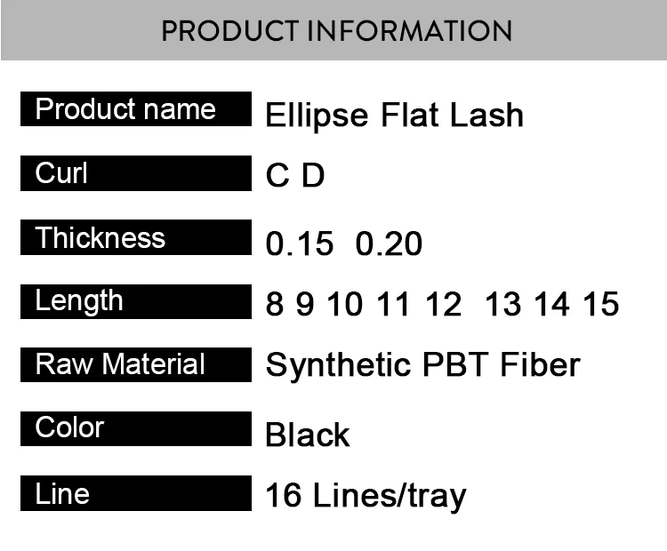 Description Picture 3 of itemSENSE LASHES Ellipse Flat Classic Eyelash Extensions Double Tips Matte Black Super Soft Individual Lashes Faux Mink Eyelashes