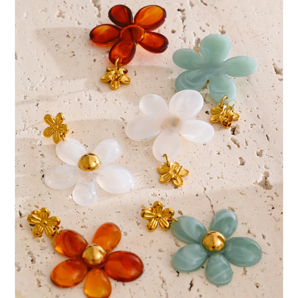 Yhpup Resin Flower Drop Dangle Earrings for Women