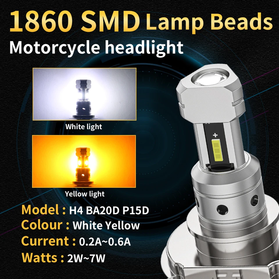 Đèn Pha LED H6 H4 HS1 BA20D P15D mio125 Hai Màu Chuyên Dụng Cho Xe Máy