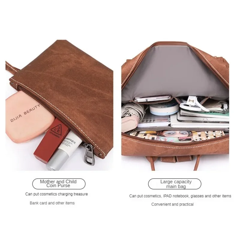 Zaino da donna multiuso alla moda Zaino retrò leggero per ragazze Borsa a tracolla a doppio scopo da viaggio per il tempo libero di grande capacità - immagine 6