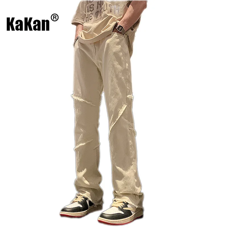 Kakan - New Niche Design with A Subtle Flare Denim for Men, High Street Retro Slim Straight Pants K24-XTD988