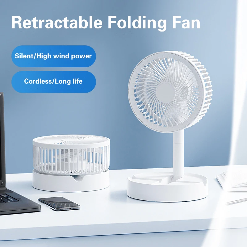 Adjustable USB Foldable Fan 3 Speeds Timing Battery Operated for Bedroom Indoor Outdoor Table