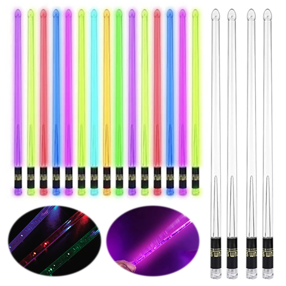 LED Light Up Drumsticks 15 Color Changing Glow In The Dark Drumsticks LED Light Up Drum Sticks Plastic Drum Sticks Drummer Gifts