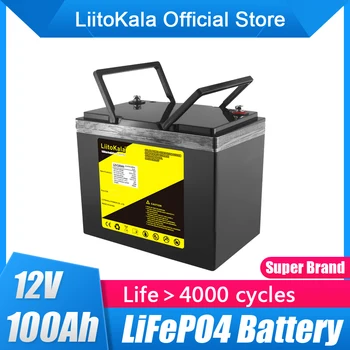 LiitoKala-batería lifepo4 de 12V, 100AH, con 100A, BMS, 4S, 12,8 V, para inversor de energía de respaldo de 1200W, RV, barco, MPPT, Solar AGV 2