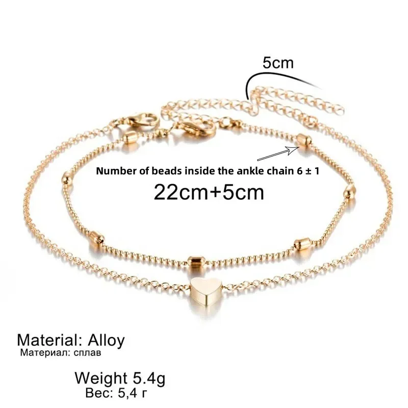 Silver Anklet Bracelet Ankle Chains Bead Bracelet Beads Anklet Fashion Accessories Delysia King Women Summer Round Bead Chain Love Anklet Simplicity Temperament Double-deck Holidays Bracelet