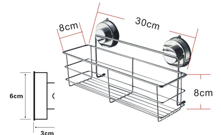 Bathroom Shelf Organizer Shower Storage Rack Stainless Steel Wall Mounted Toilet Shampoo Holder No Drill Vacuum Suction Cup 5